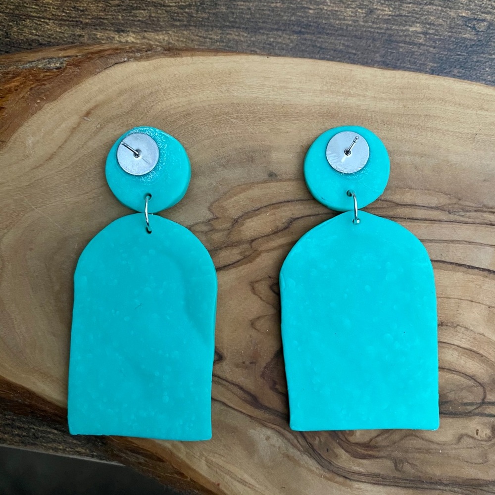 Handmade Abstract Woman’s Face Clay Earrings - Picture 4 of 9